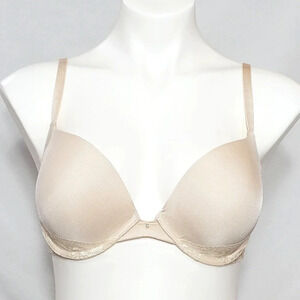 34D Gilligan O'Malley‎ Favorite Plunge Push Up Underwire Bra Mochachino Nude NWT